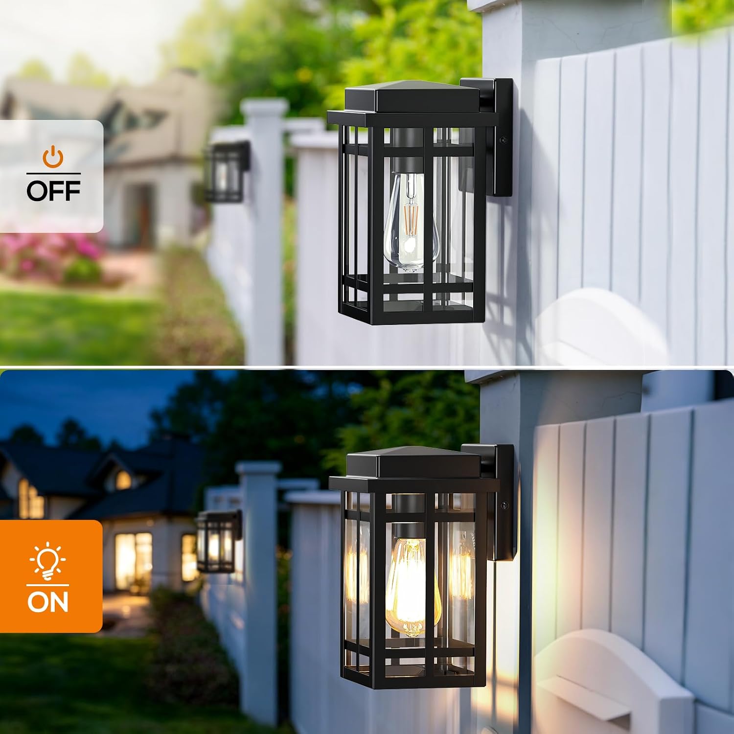 9.76" Black Outdoor Wall Lanterns 2 Pack