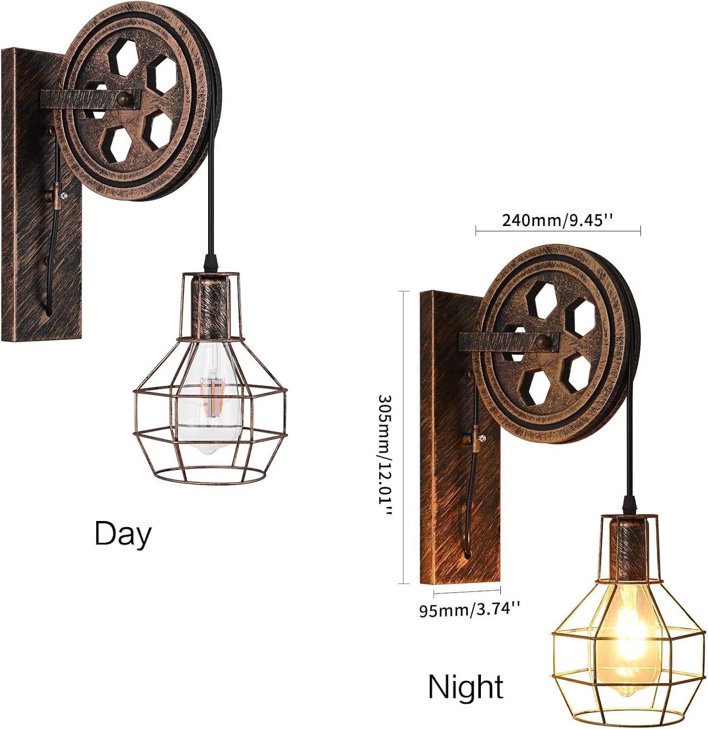 Retro Industrial Antique Brass Wall Sconce