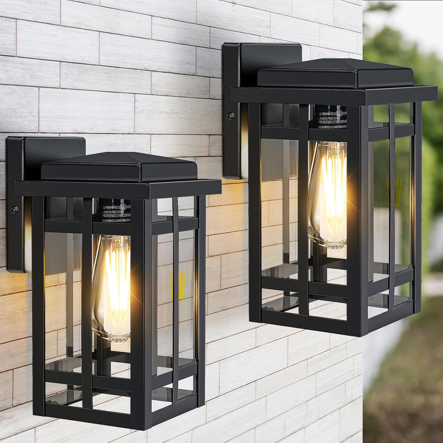 9.76" Black Outdoor Wall Lanterns 2 Pack