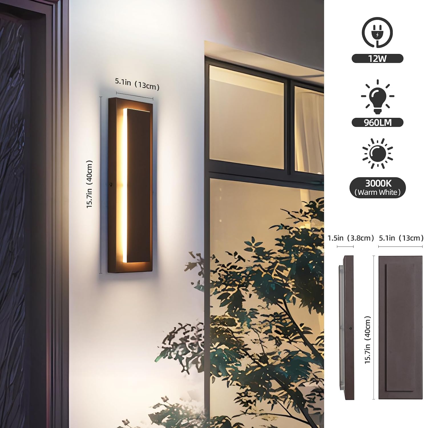 Brown Waterproof Outdoor Wall Sconce