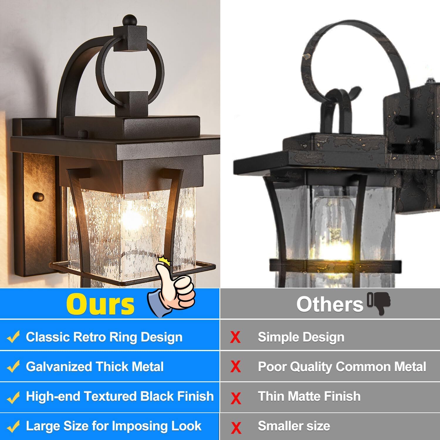 Black Seeded Glass Outdoor Wall Sconces