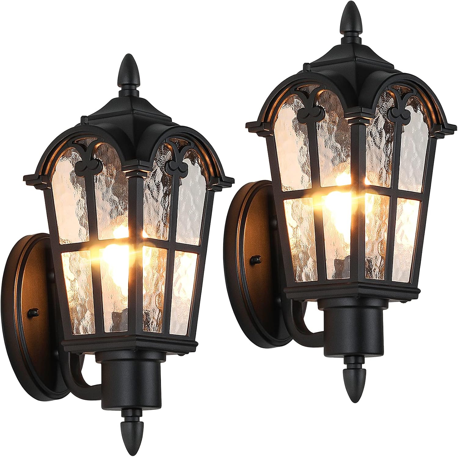 Water Ripple Glass Wall Lanterns 2 Pack
