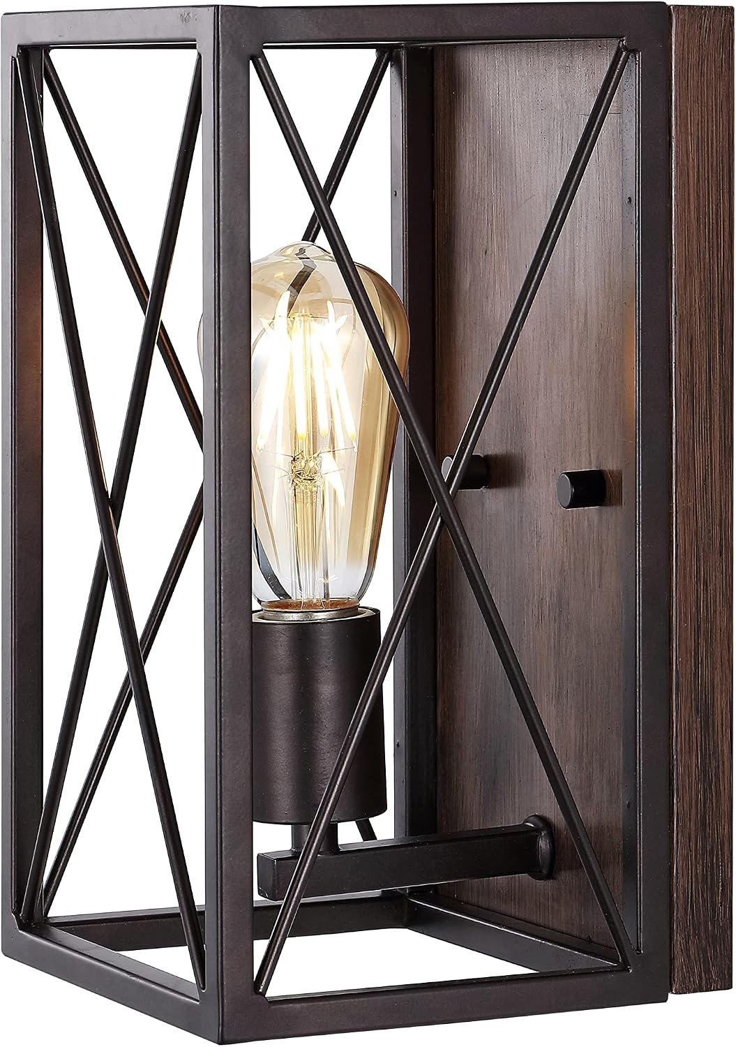 Bronze Wood Iron Wall Sconce