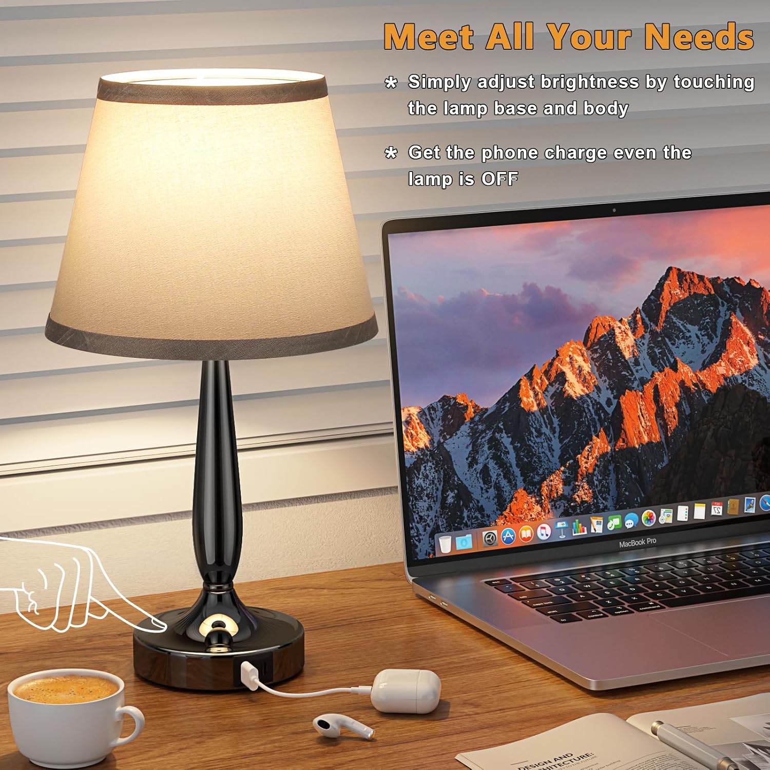 USB-C Touch Dimmable Table Lamp