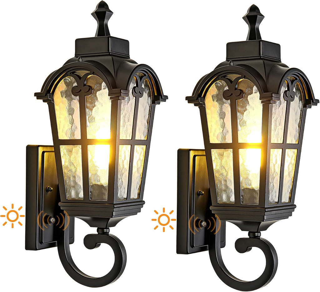 Black Dusk Sensor Outdoor Wall Lights 2 Pack