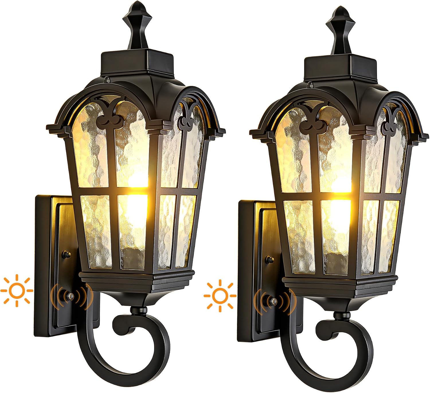 Black Dusk Sensor Outdoor Wall Lights 2 Pack