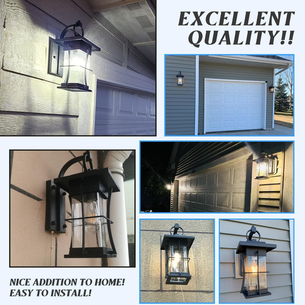 Black Seeded Glass Outdoor Wall Sconces
