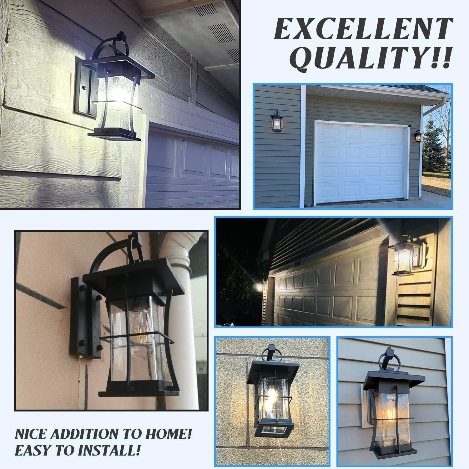 Black Seeded Glass Outdoor Wall Sconces