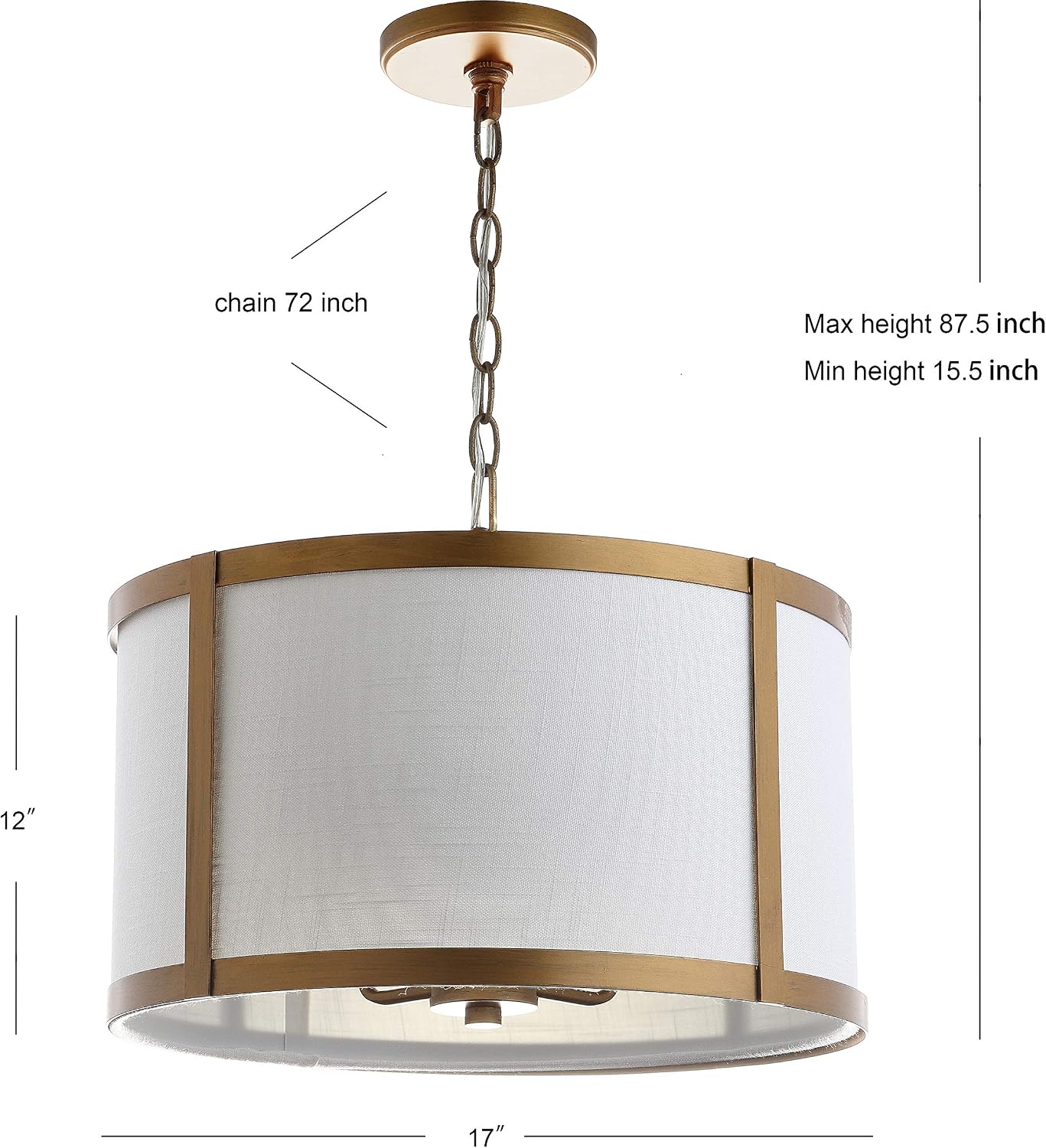 Gold White Linen Pendant Light