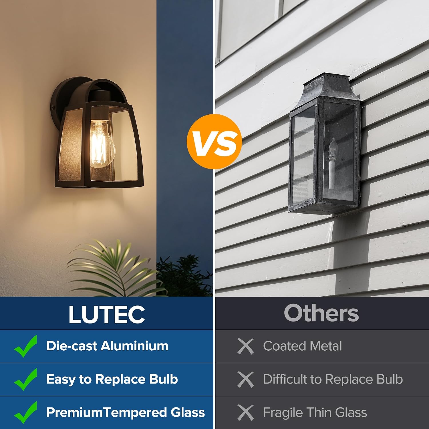 Black Outdoor Wall Lantern 2 Pack