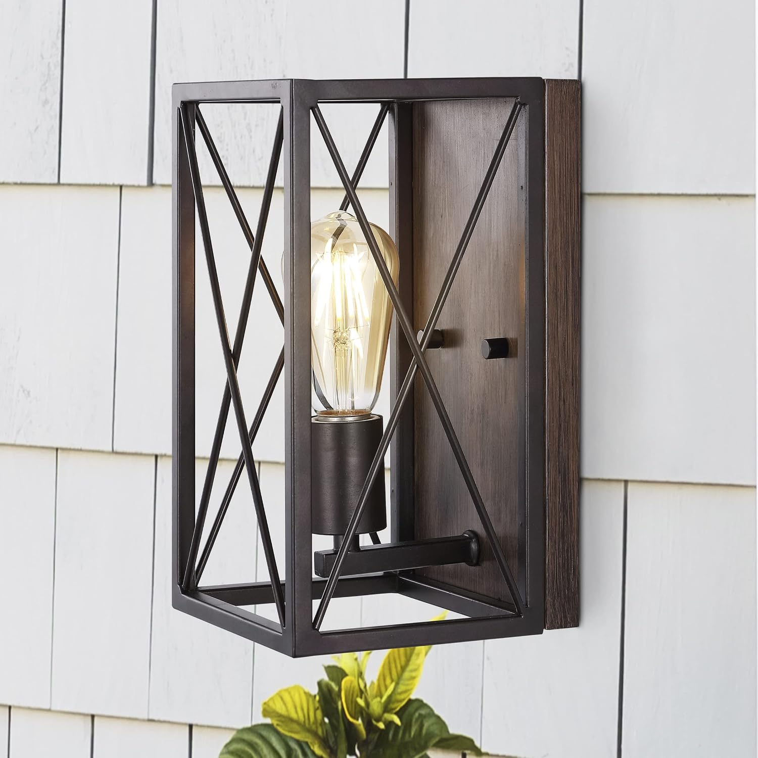 Bronze Wood Iron Wall Sconce