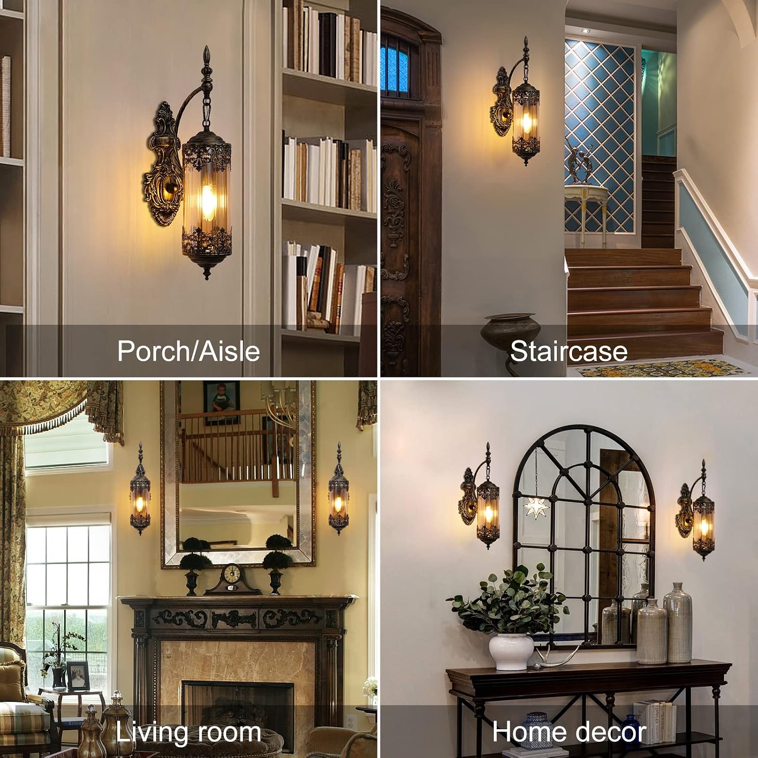 Rustic Black Brushed Gold Farmhouse Wall Light