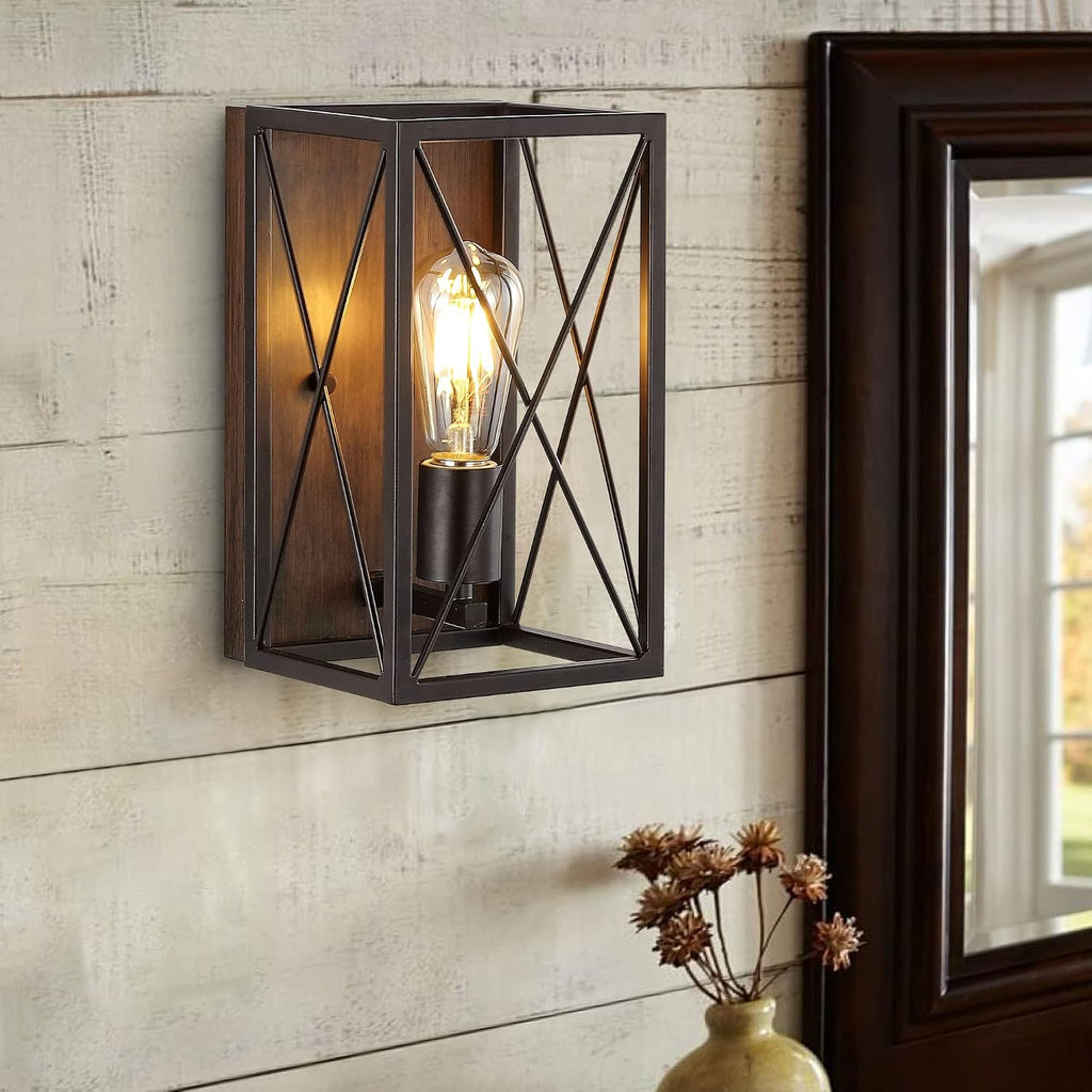 Bronze Wood Iron Wall Sconce
