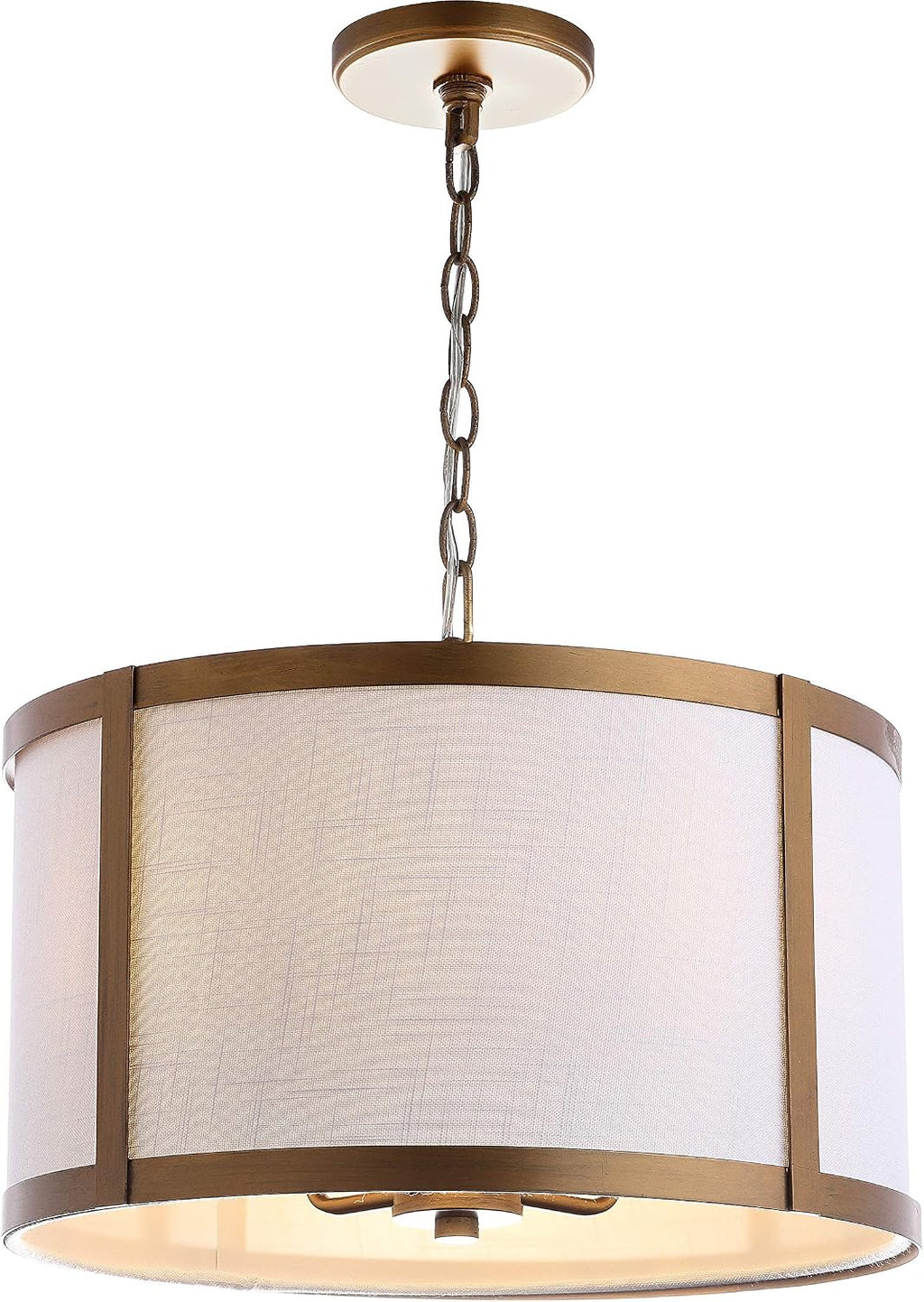 Gold White Linen Pendant Light