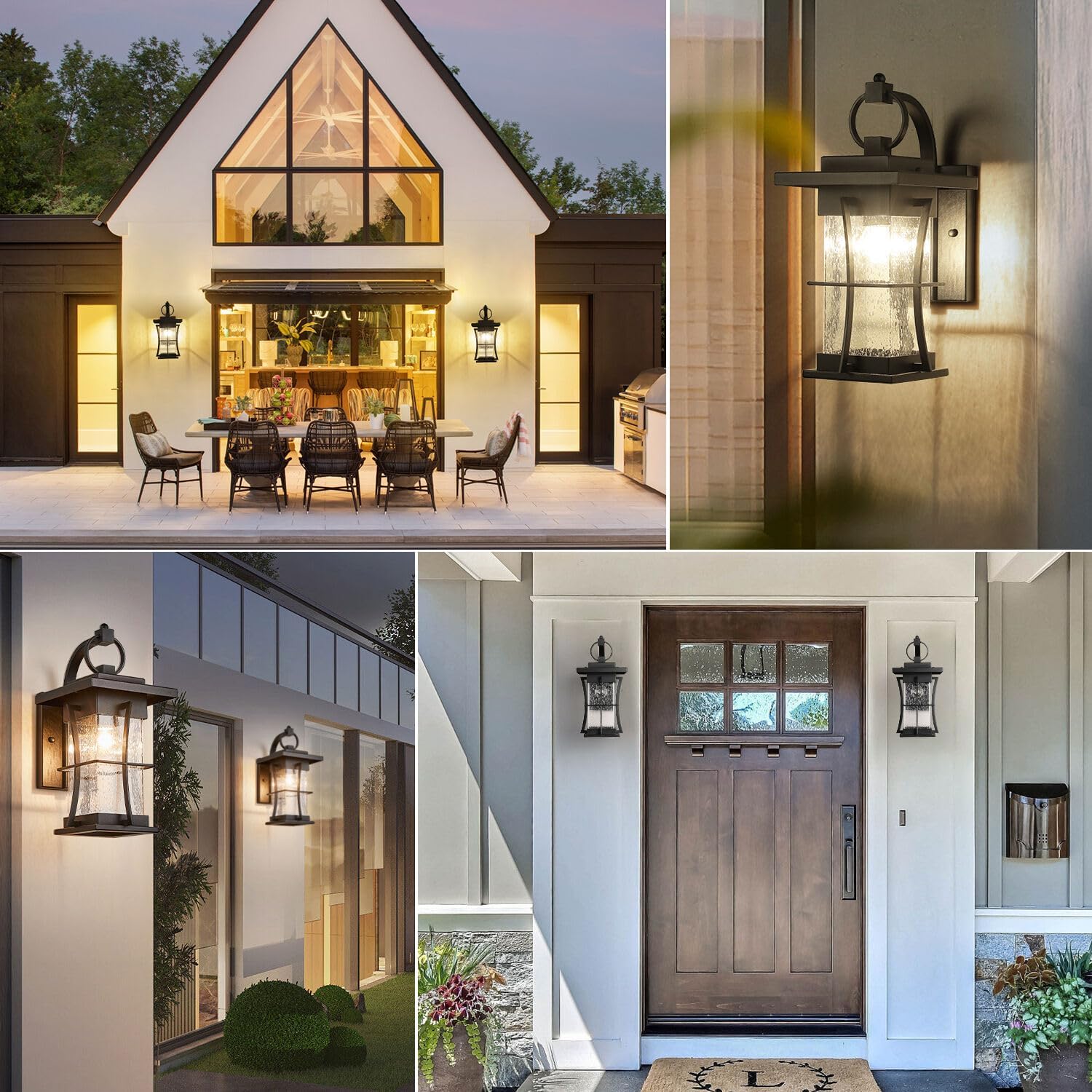 Black Seeded Glass Outdoor Wall Sconces