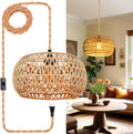 Rattan Boho Plug-in Pendant Lamp