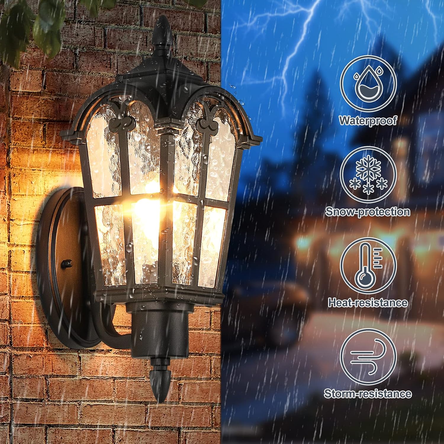Water Ripple Glass Wall Lanterns 2 Pack