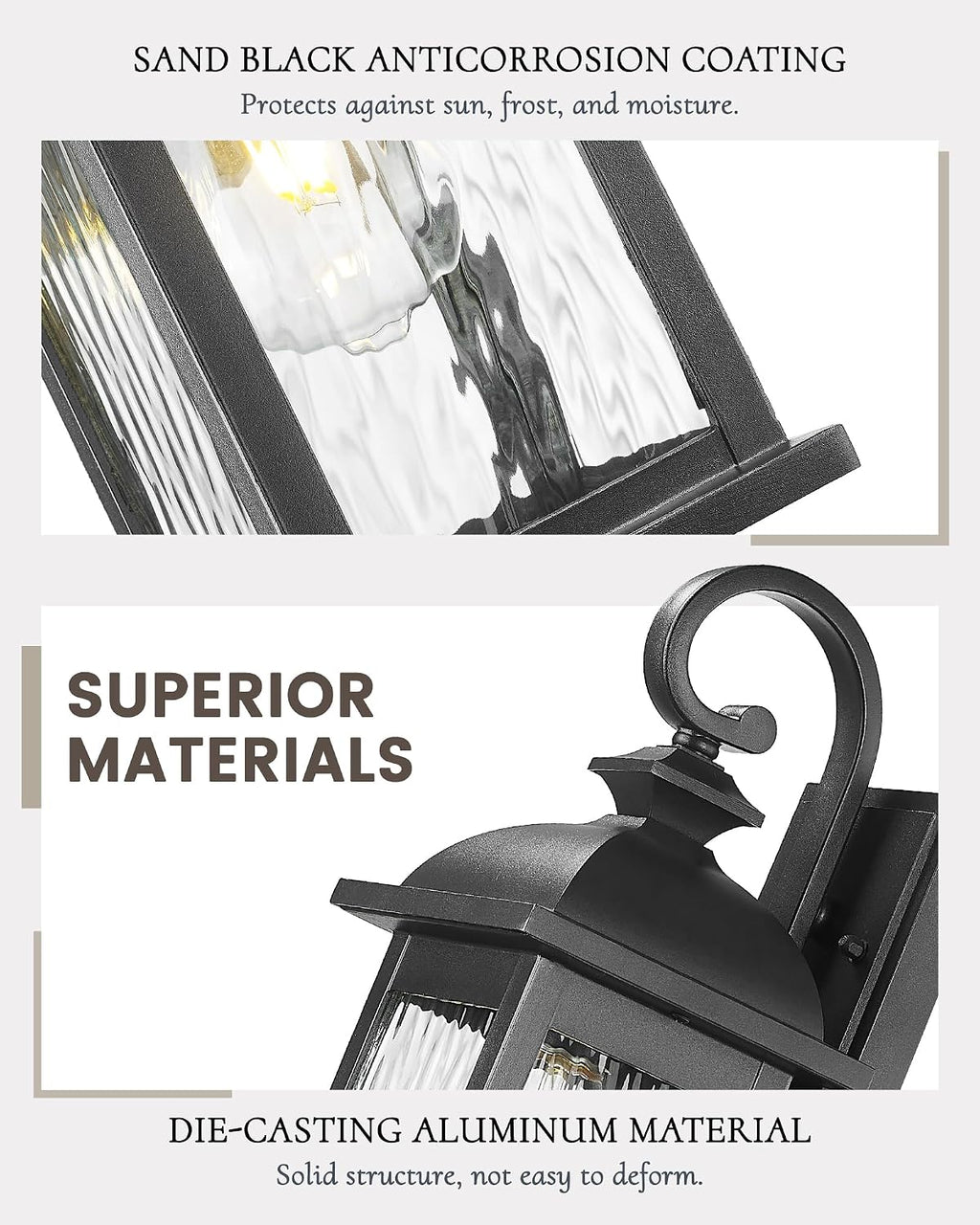Water Ripple Glass Wall Lanterns 2 Pack