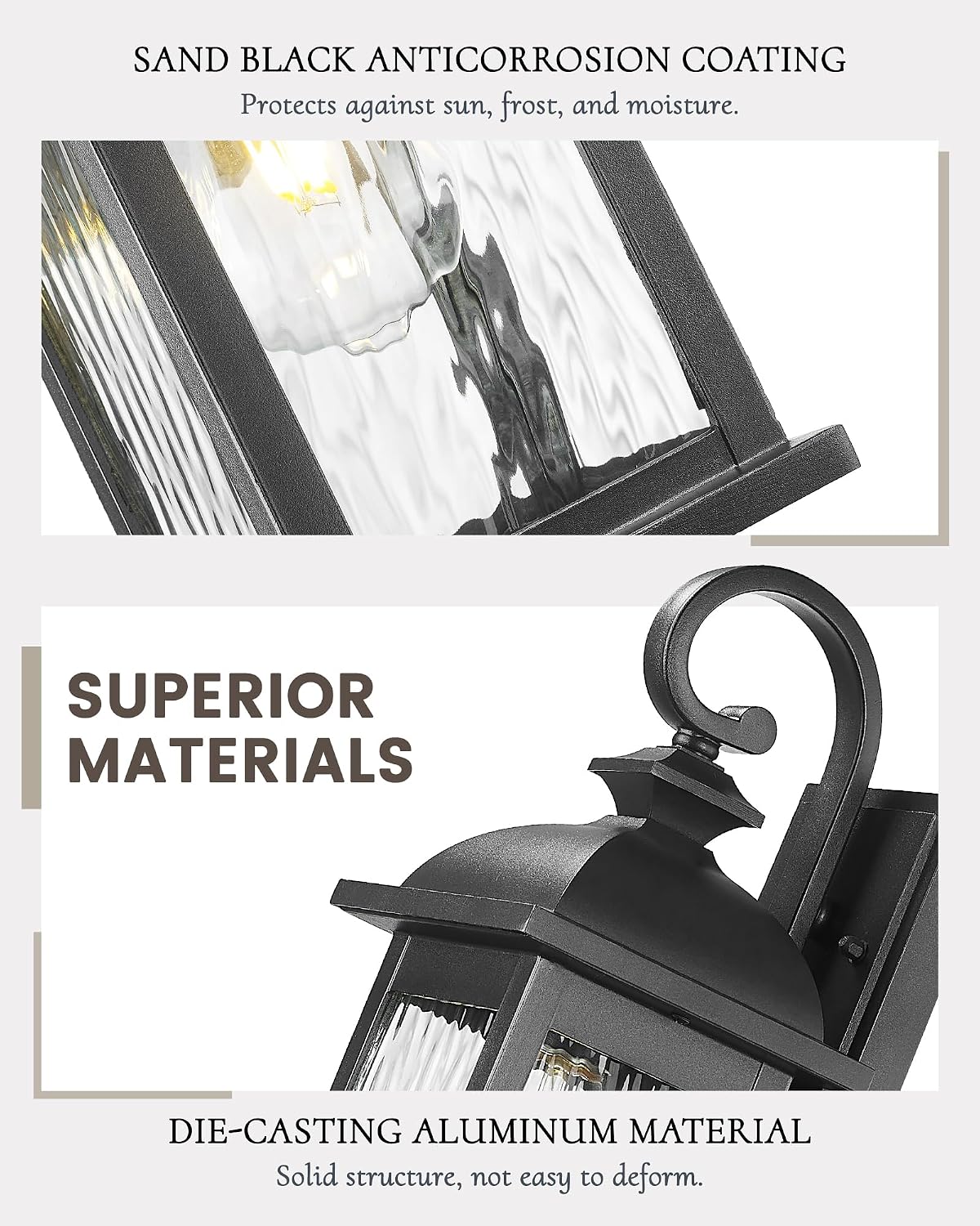 Water Ripple Glass Wall Lanterns 2 Pack