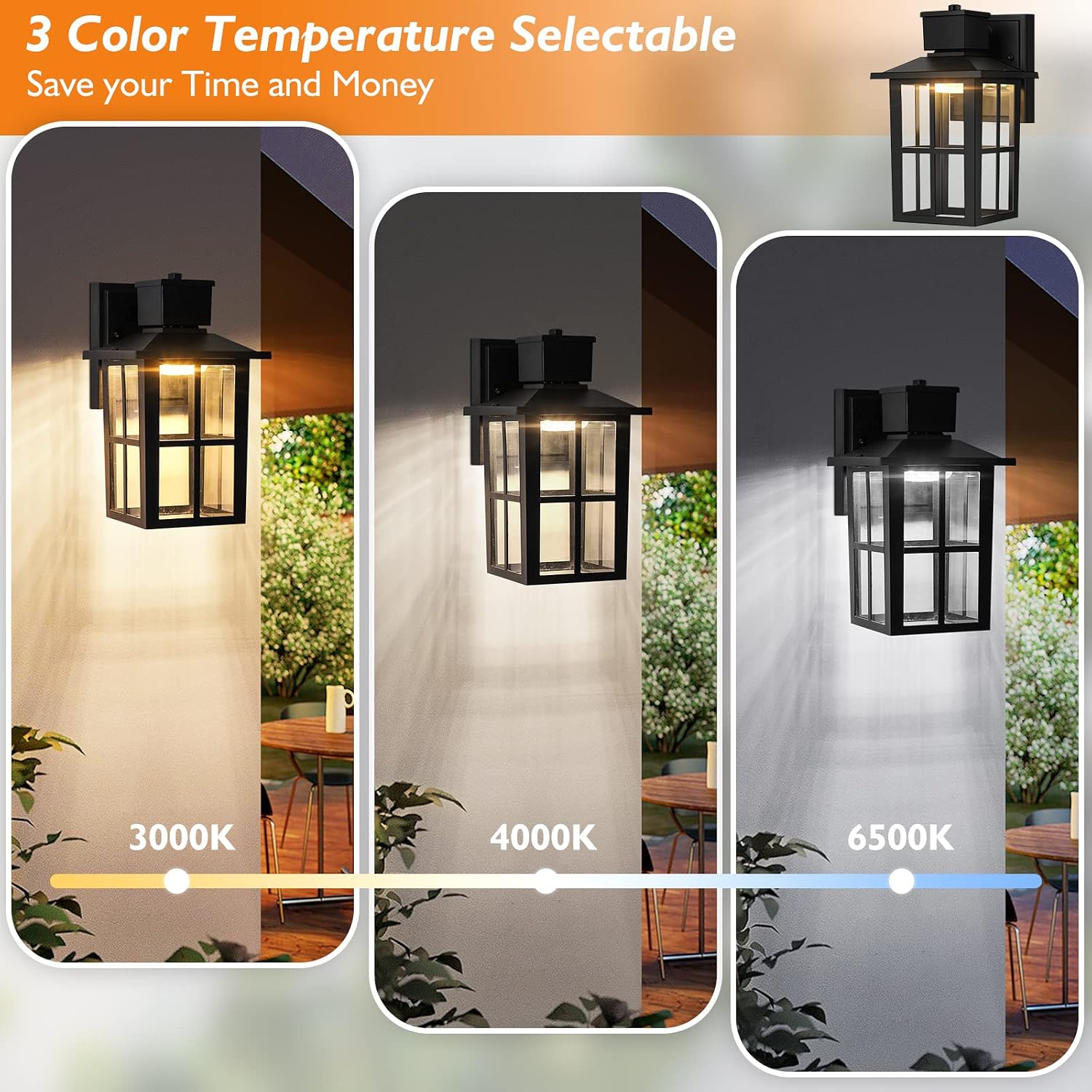 LED Black Outdoor Wall Lantern 1 Pack