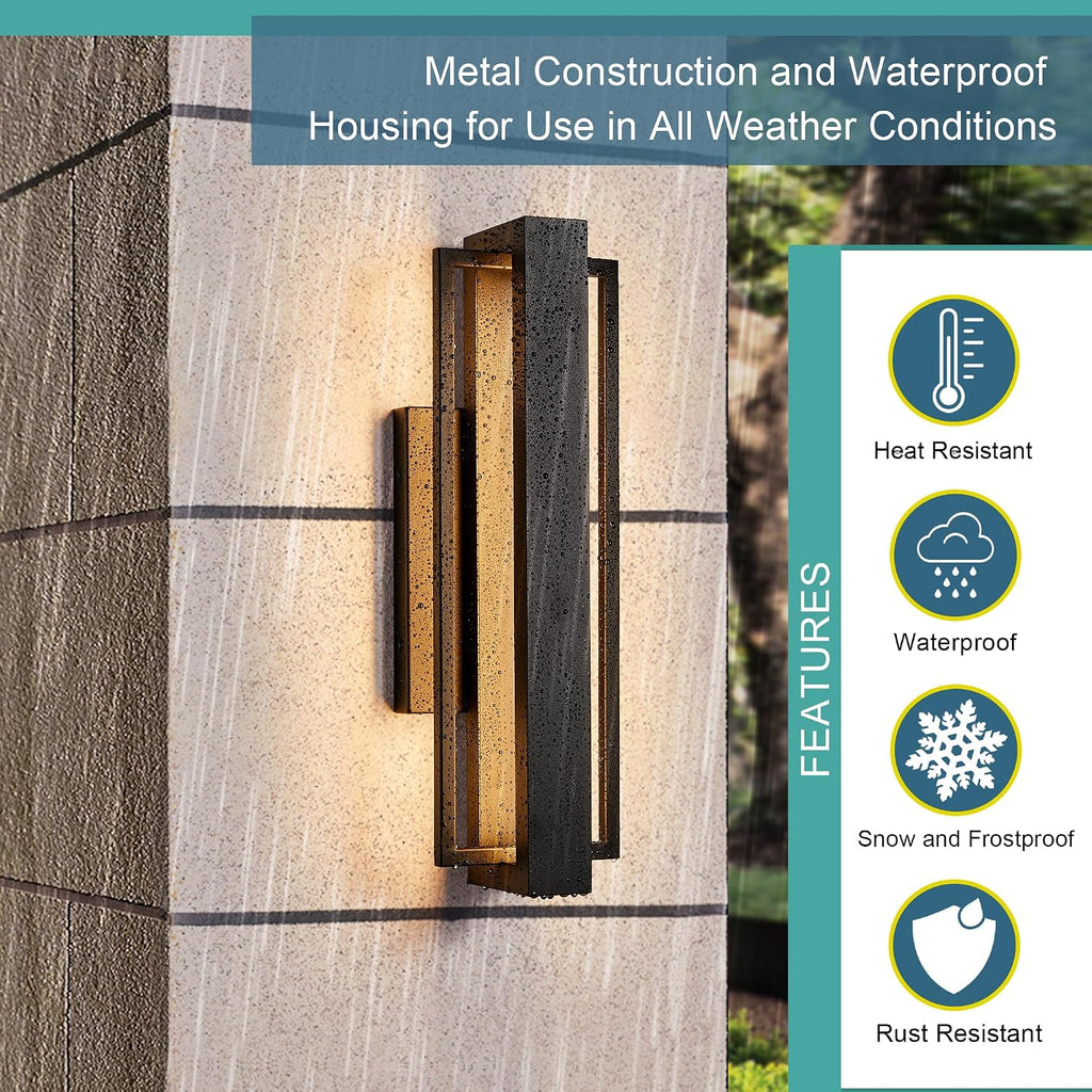 Black Square Outdoor LED Wall Light