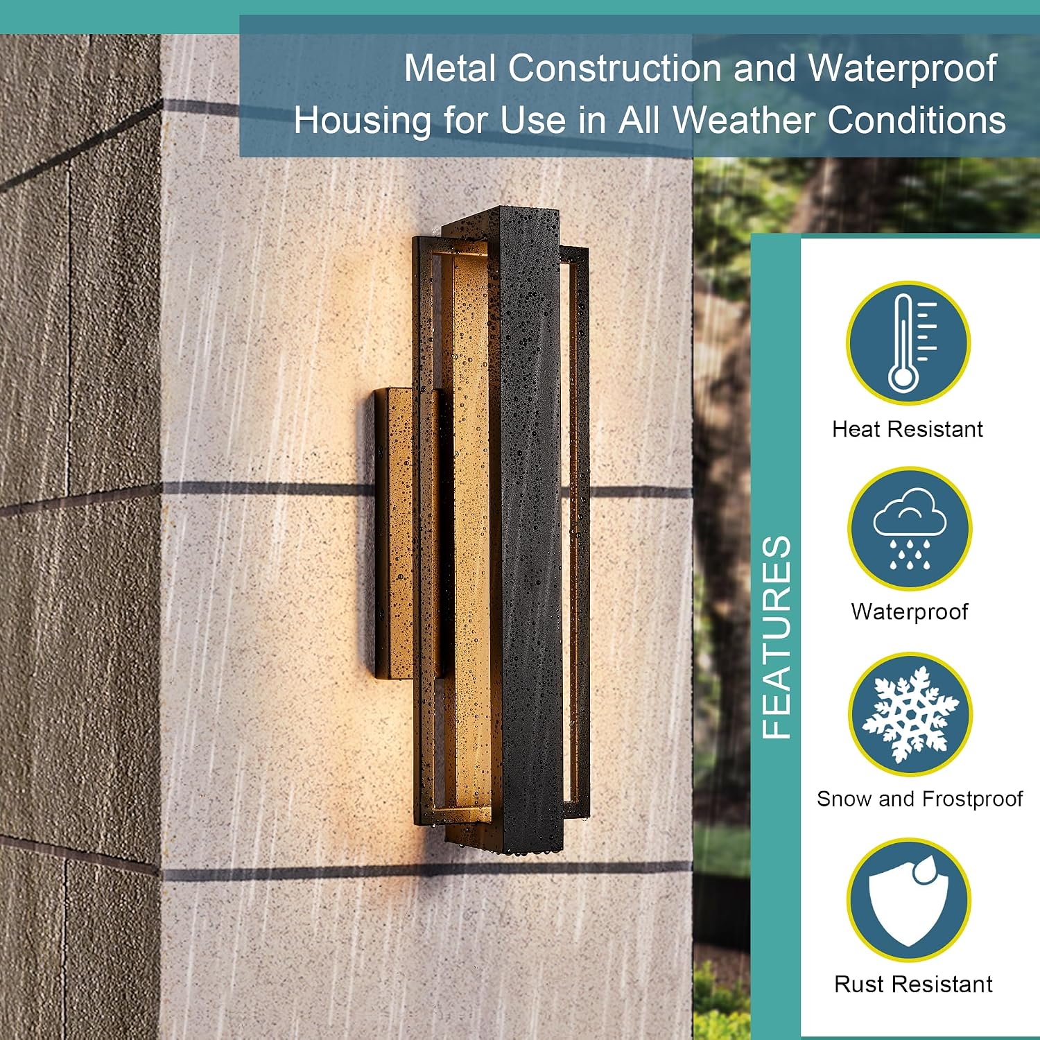 Black Square Outdoor LED Wall Light