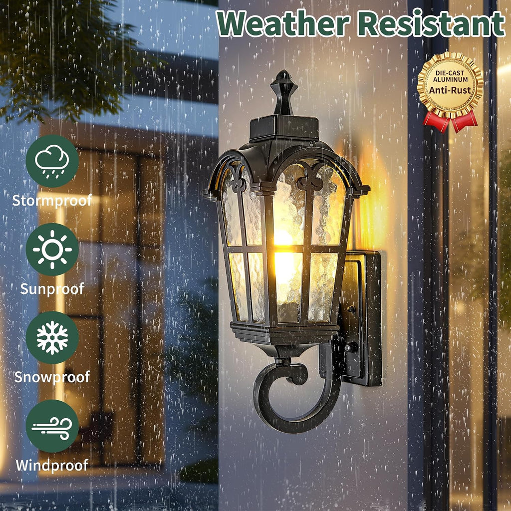 Black Dusk Sensor Outdoor Wall Lights 2 Pack